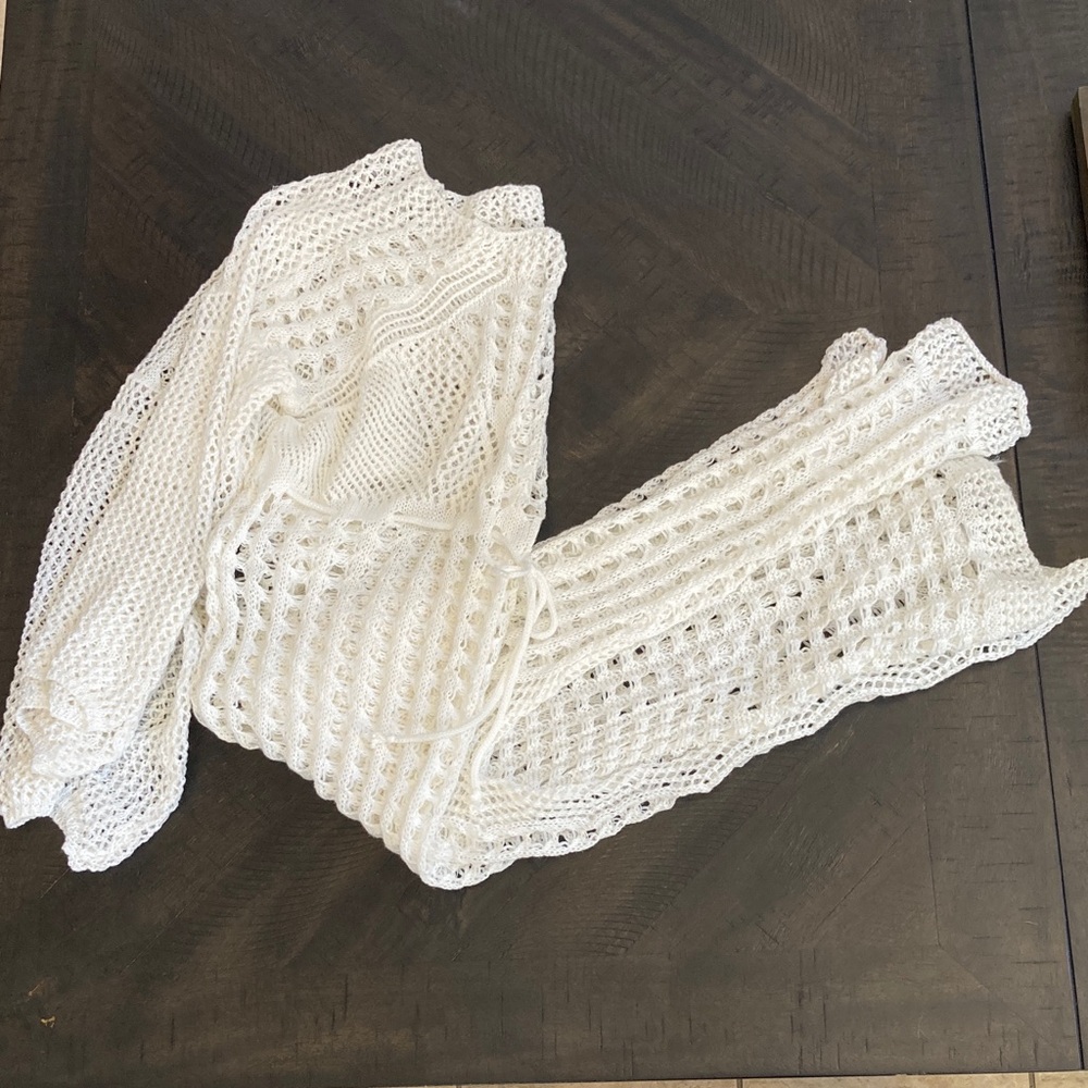 Elegant White Crochet Sweater Dress